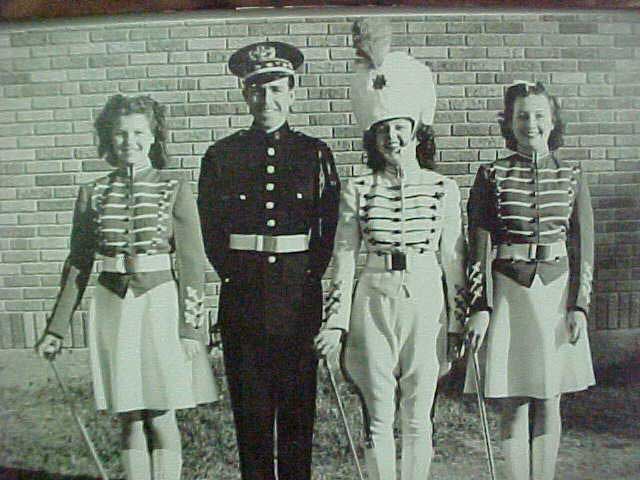 1941 PHS Band Director Ray Robbins with Drum Major & Twirlers